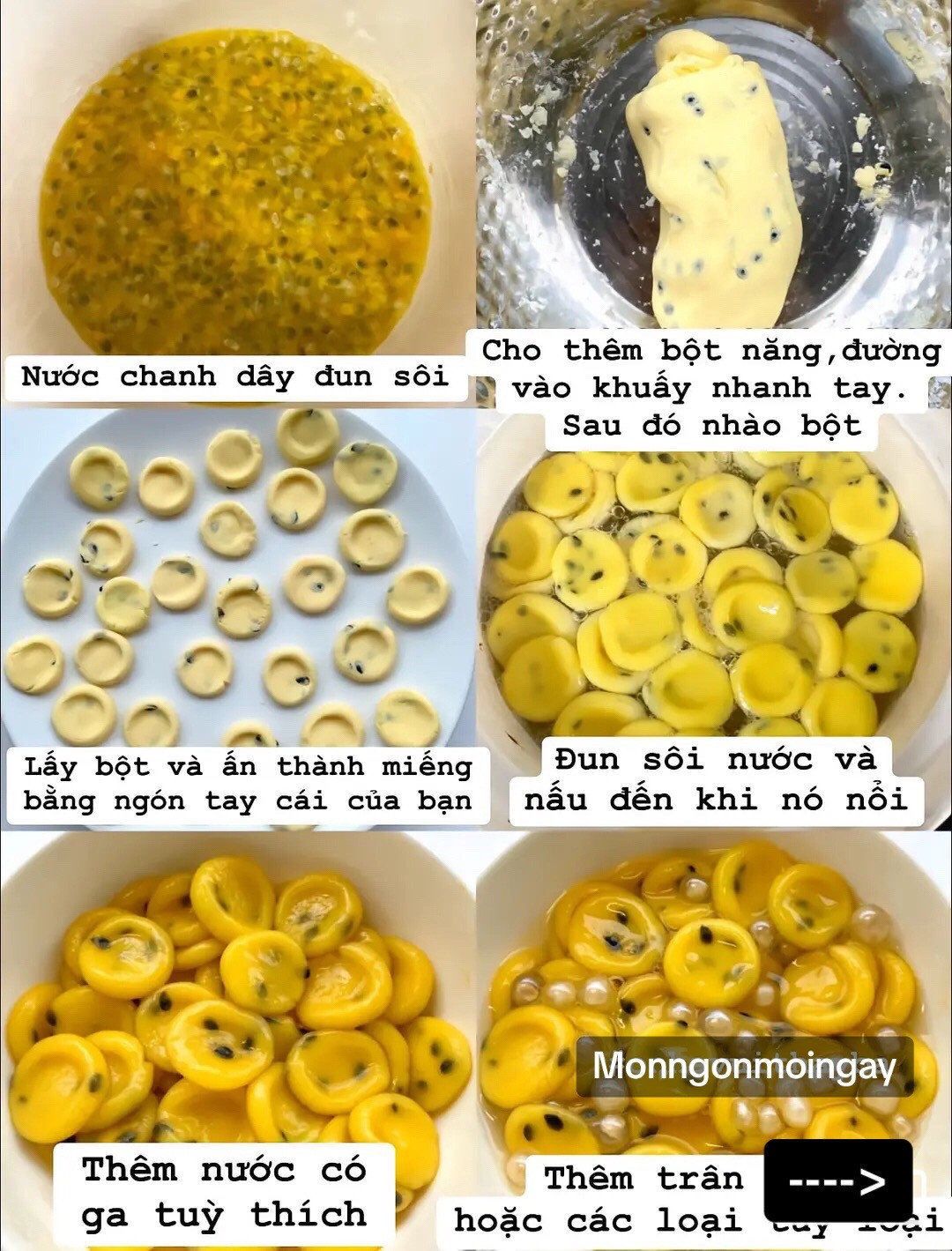 Món tráng miệng Chanh dây giải khát cực đã với bột năng và trân châu