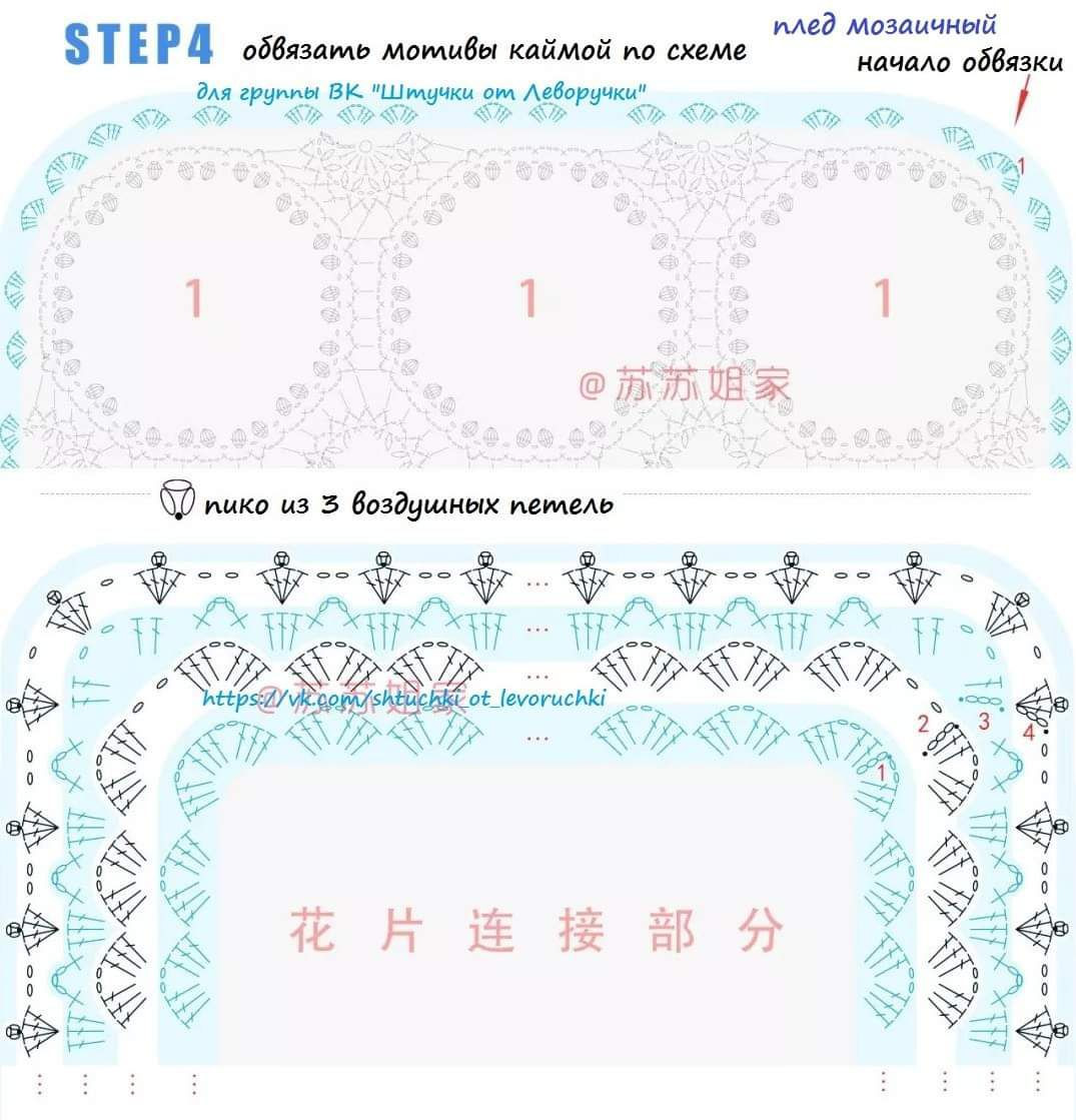 Mosaic Afghan Crochet Chart with Colorful Granny Squares