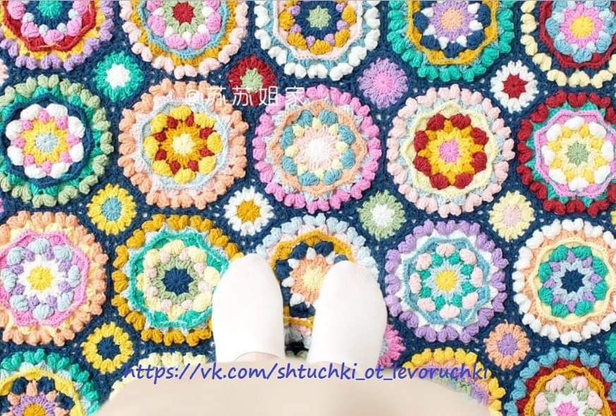 Mosaic Afghan Crochet Chart with Colorful Granny Squares