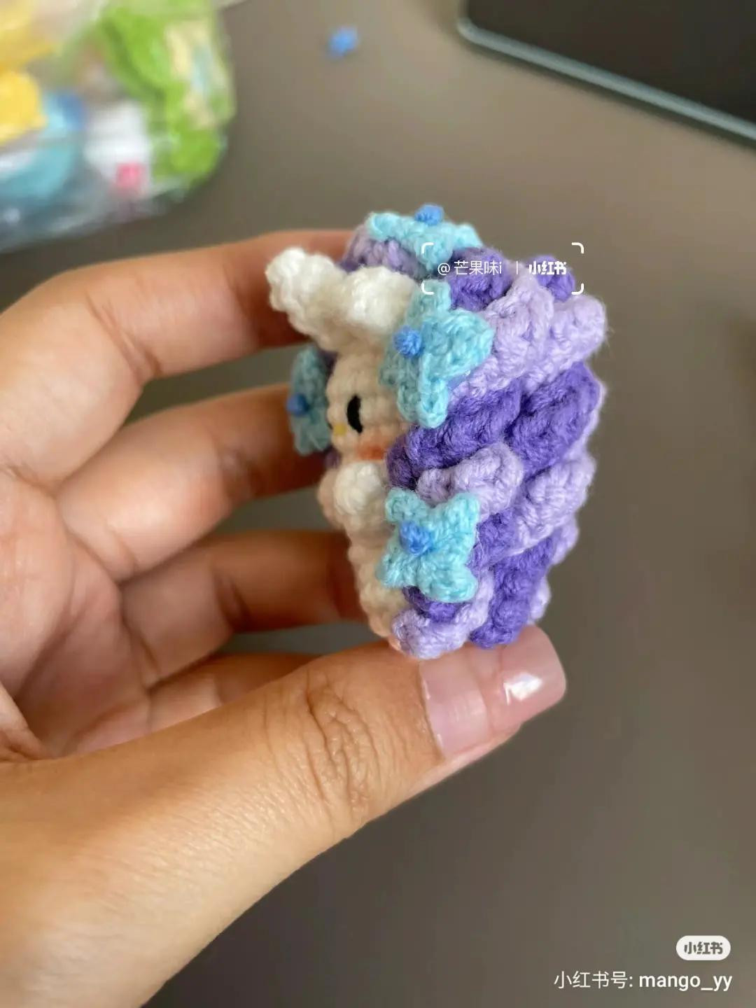 My Little Pony Rarity Amigurumi Crochet Pattern: Purple Hair and Blue Flowers Doll Chart