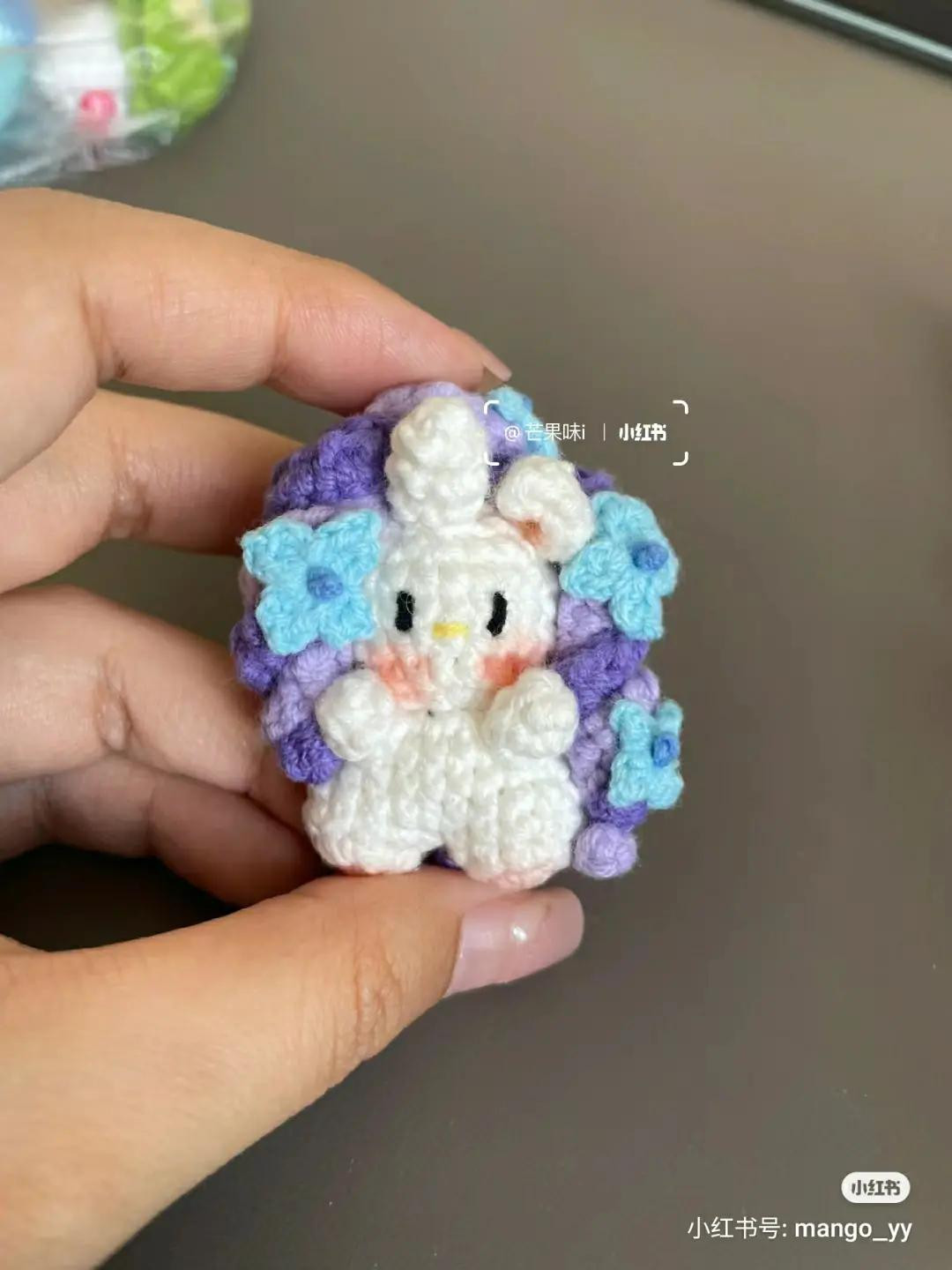 My Little Pony Rarity Amigurumi Crochet Pattern: Purple Hair and Blue Flowers Doll Chart