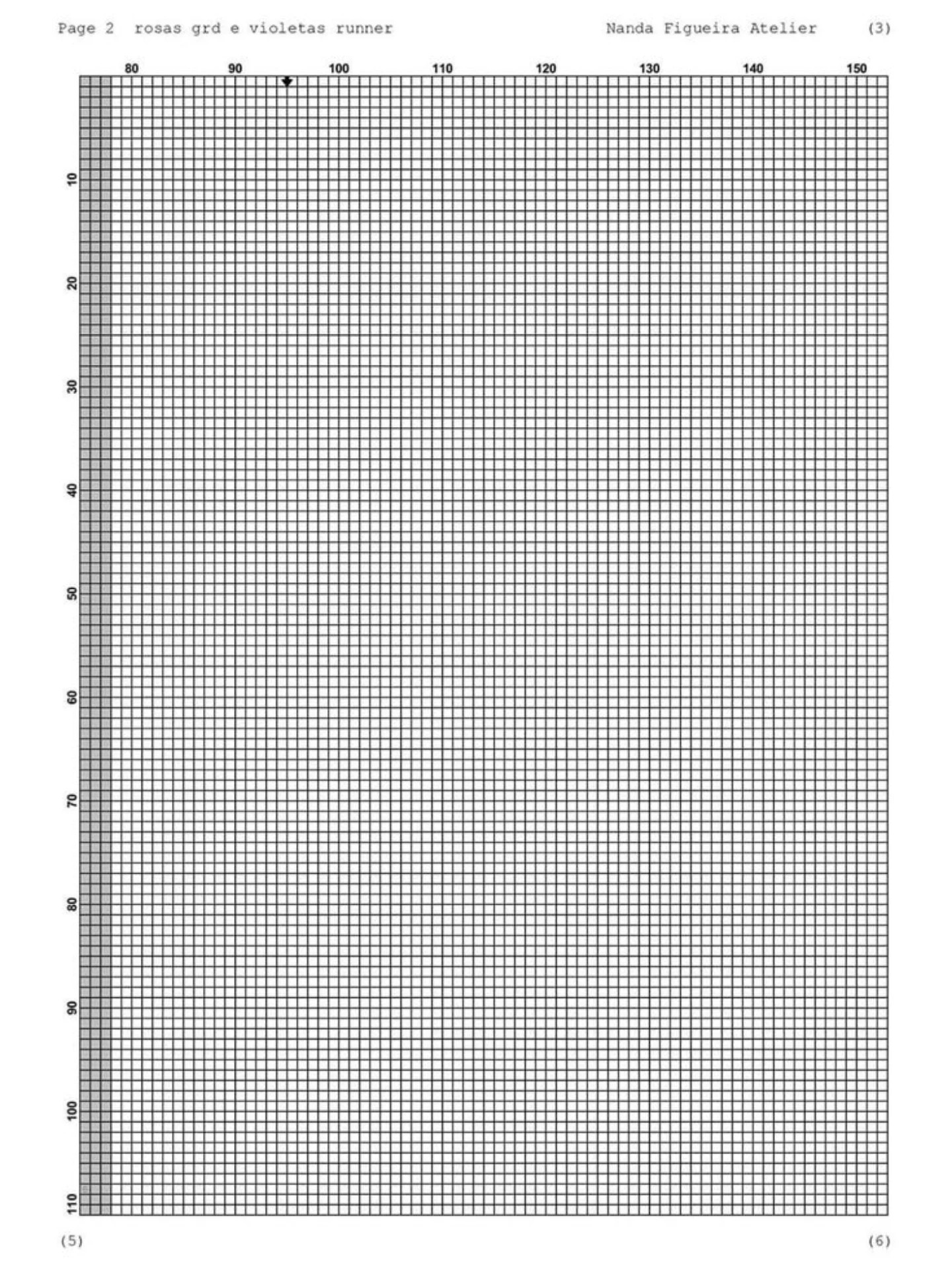 Nanda Figueira Atelier Rosas Grd e Violetas Runner Cross Stitch Chart Pattern