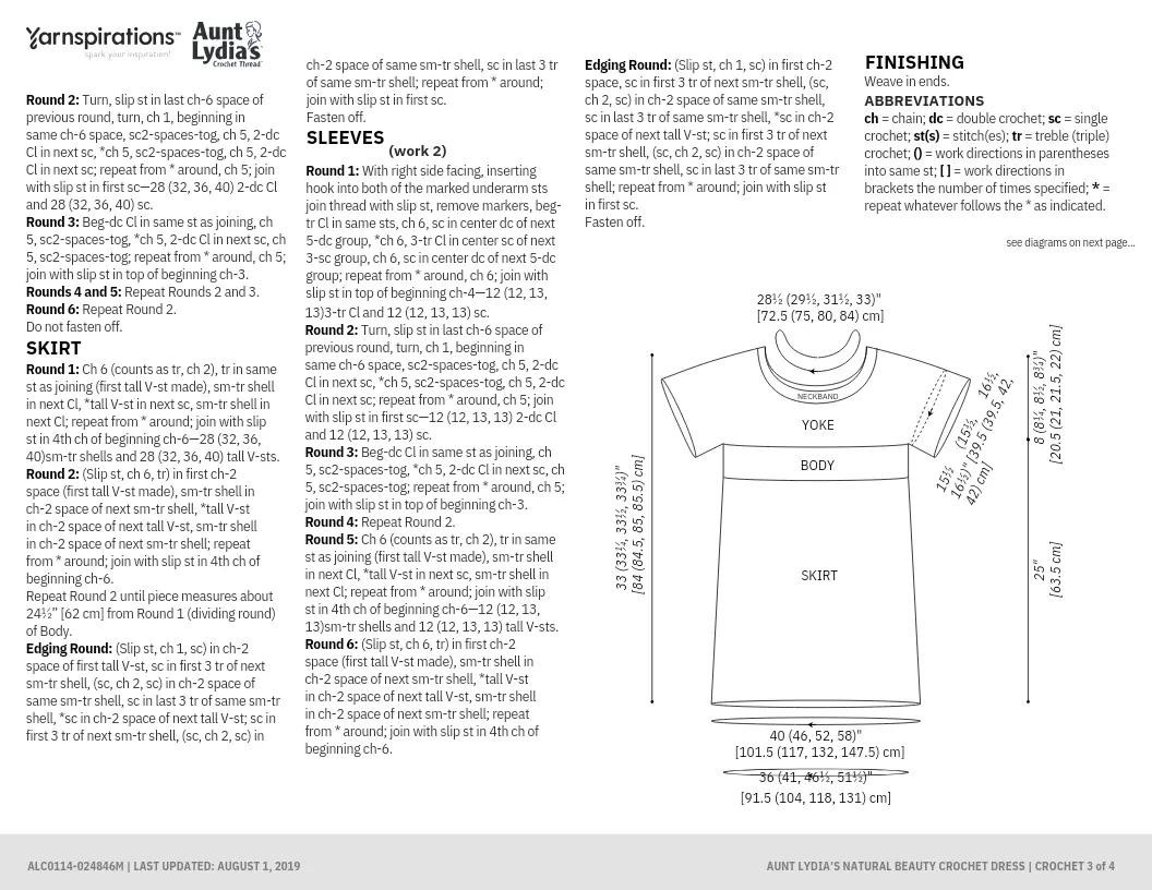 Natural Beauty Crochet Dress Pattern Chart and Instructions