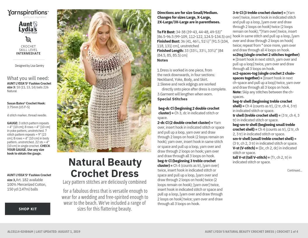 Natural Beauty Crochet Dress Pattern Chart and Instructions
