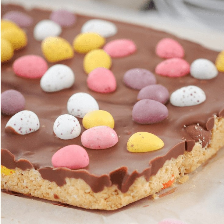 No-Bake Easter Egg Slice with Chocolate Topping