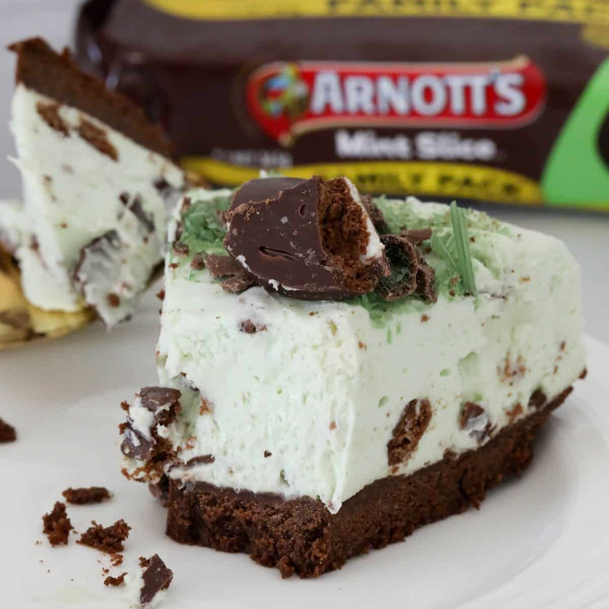 No-Bake Mint Slice Peppermint Cheesecake with Arnott's Biscuits