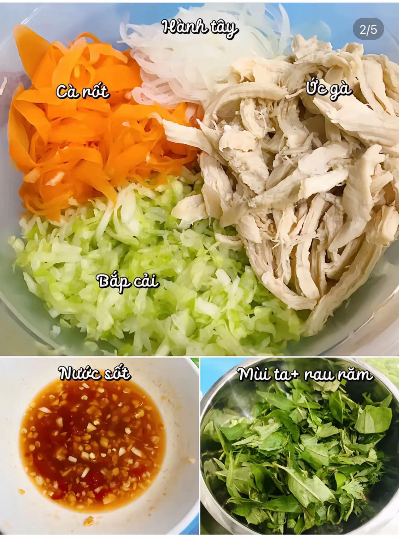 Nộm bắp cải ức gà: Món salad trộn healthy giòn sần sật, thanh mát với cà rốt và rau thơm