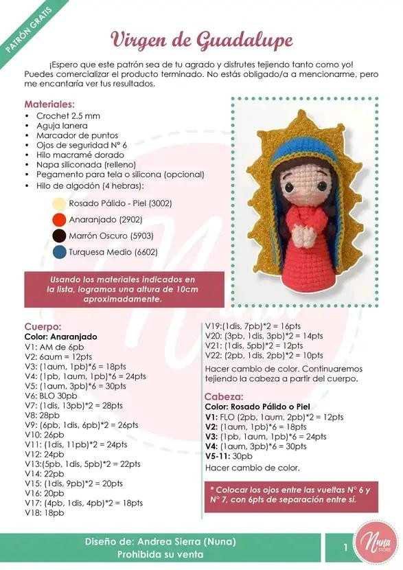 Nuevo Patrón Gratuito: Virgen de Guadalupe Amigurumi