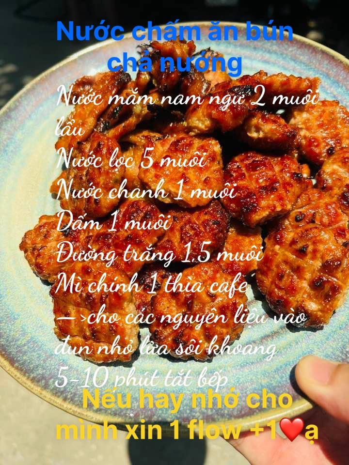 Nước chấm ăn bún chả nướng - Công thức chi tiết với nước mắm nam ngư, đường trắng và mì chính