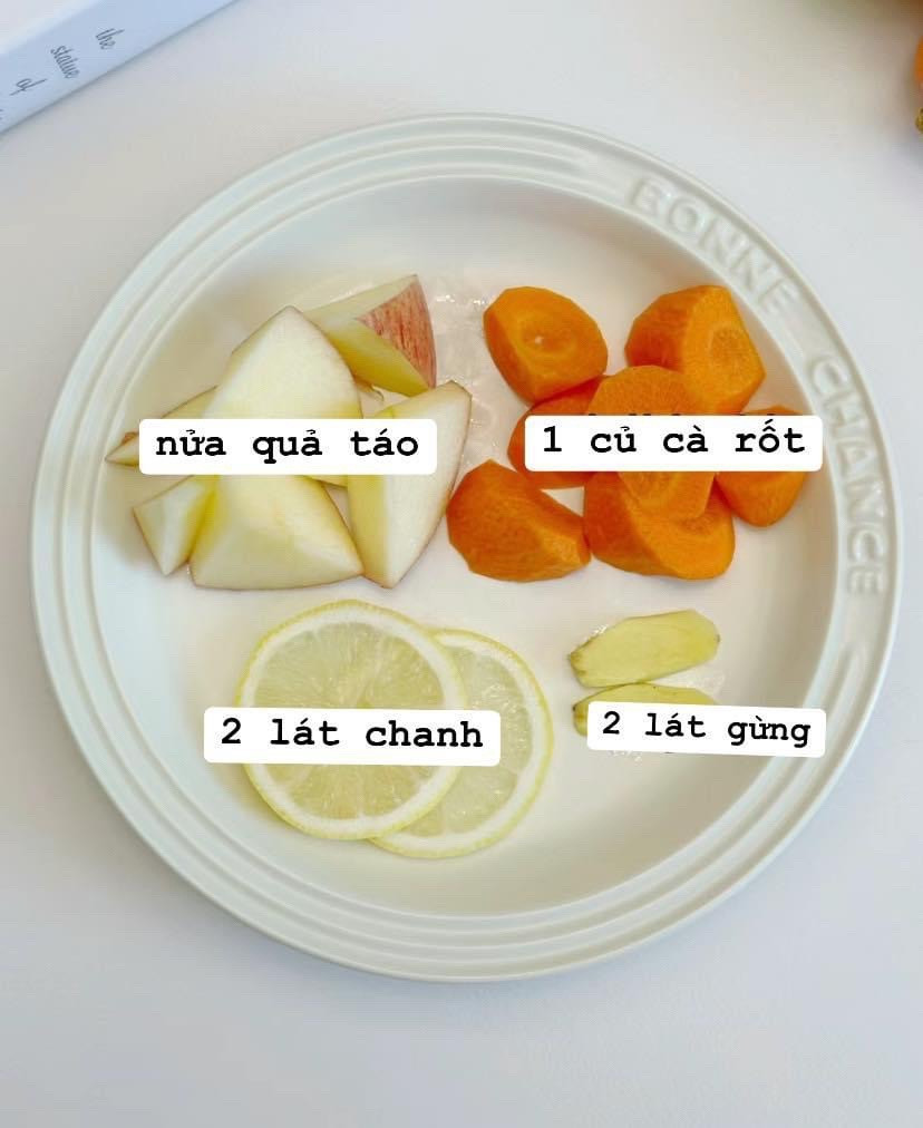 Nước ép cà rốt táo chanh gừng giàu chất xơ, Vitamin C và A tốt cho làn da
