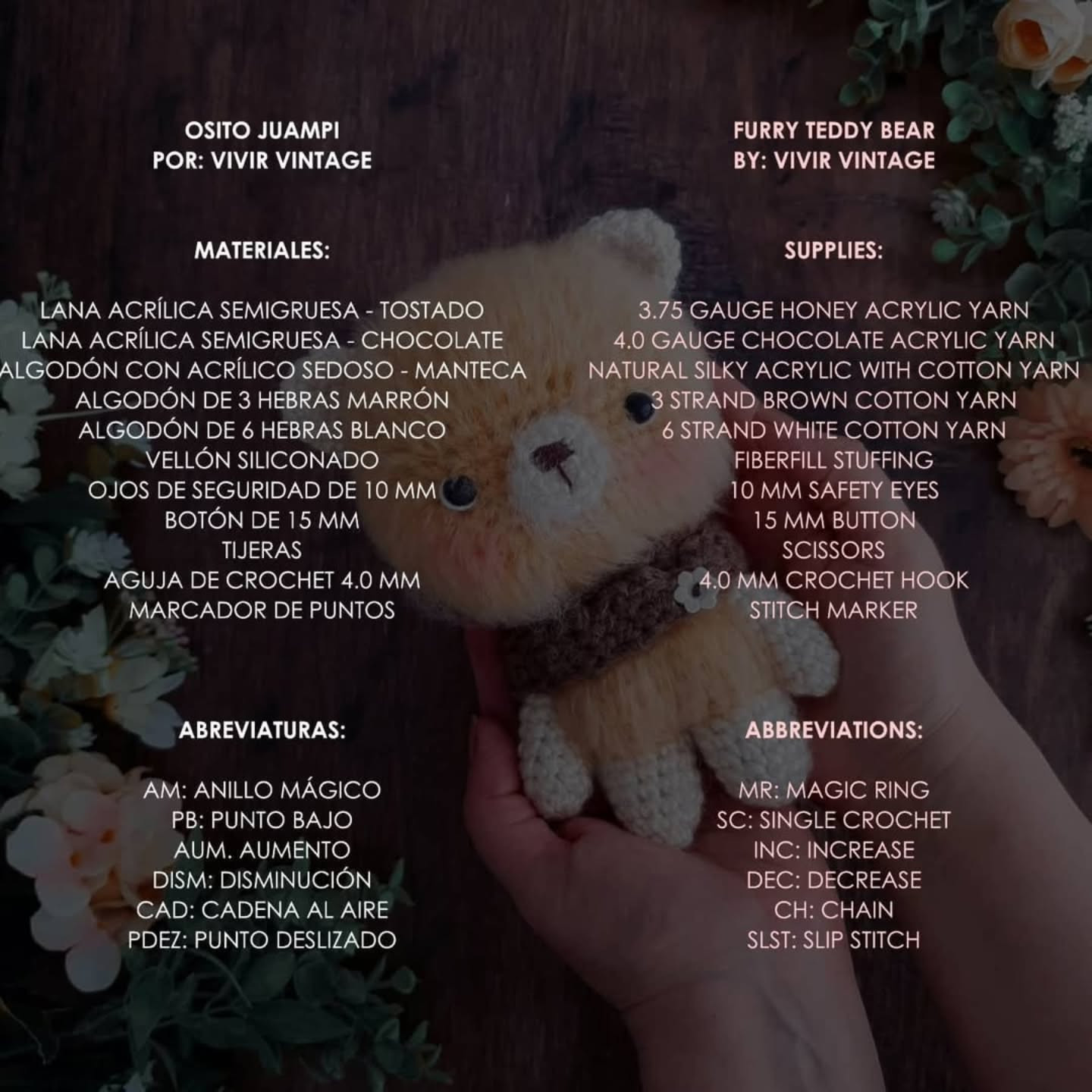 Osito Juampi: Patrón gratuito de oso de peluche tejido a crochet por Vivir Vintage