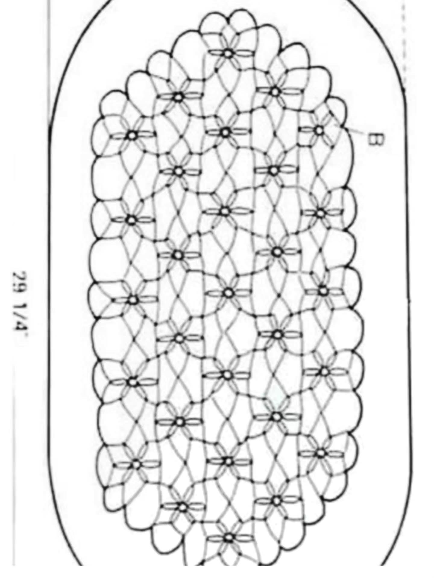 Oval Lace Crochet Table Runner Pattern with Floral Design