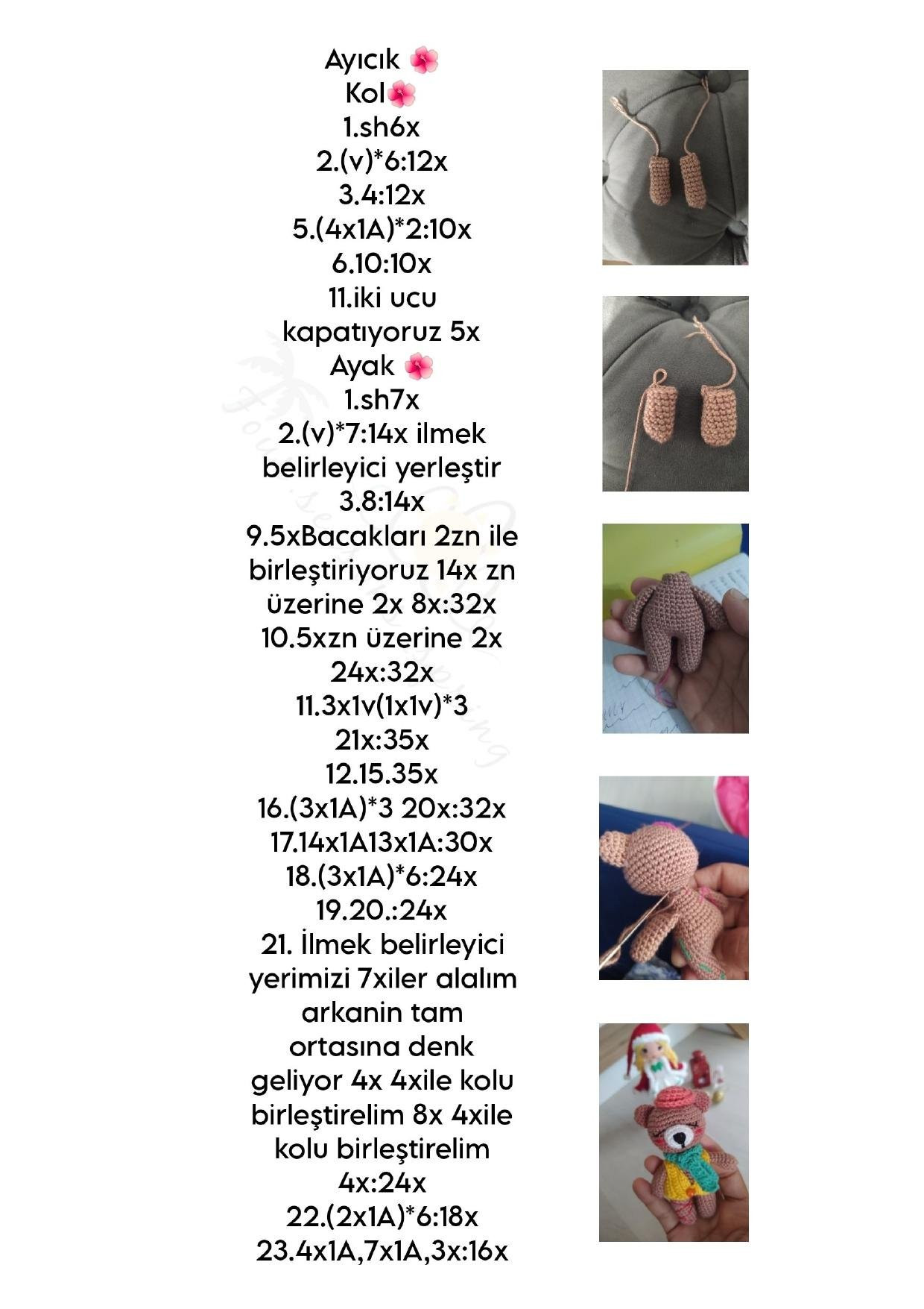 Özge bebek amigurumi tarifi - Noel kıyafetli kız bebek ve gấu bông