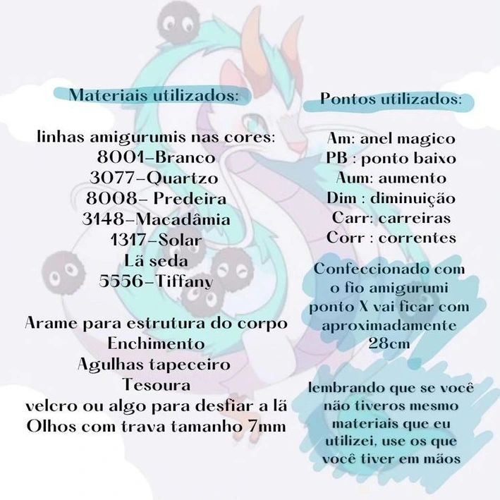 Padrão Gratuito de Amigurumi Haku (A Viagem de Chihiro) - Receita Completa em Português
