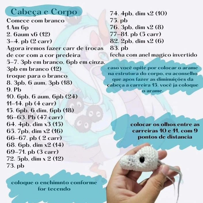 Padrão Gratuito de Amigurumi Haku (A Viagem de Chihiro) - Receita Completa em Português