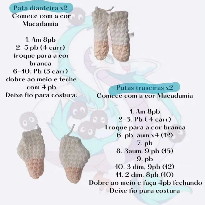 Padrão Gratuito de Amigurumi Haku (A Viagem de Chihiro) - Receita Completa em Português