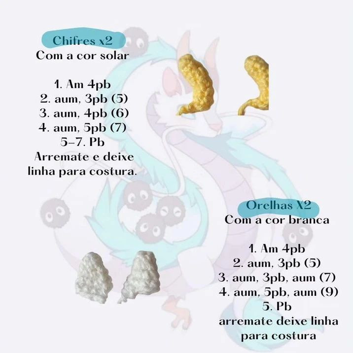 Padrão Gratuito de Amigurumi Haku (A Viagem de Chihiro) - Receita Completa em Português