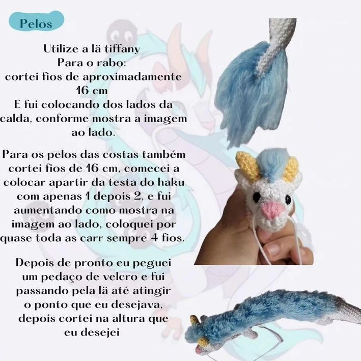 Padrão Gratuito de Amigurumi Haku (A Viagem de Chihiro) - Receita Completa em Português