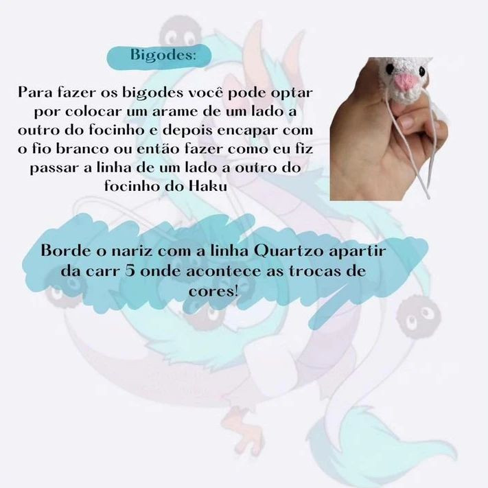 Padrão Gratuito de Amigurumi Haku (A Viagem de Chihiro) - Receita Completa em Português