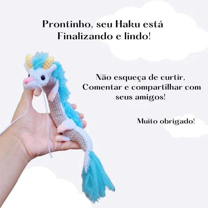Padrão Gratuito de Amigurumi Haku (A Viagem de Chihiro) - Receita Completa em Português