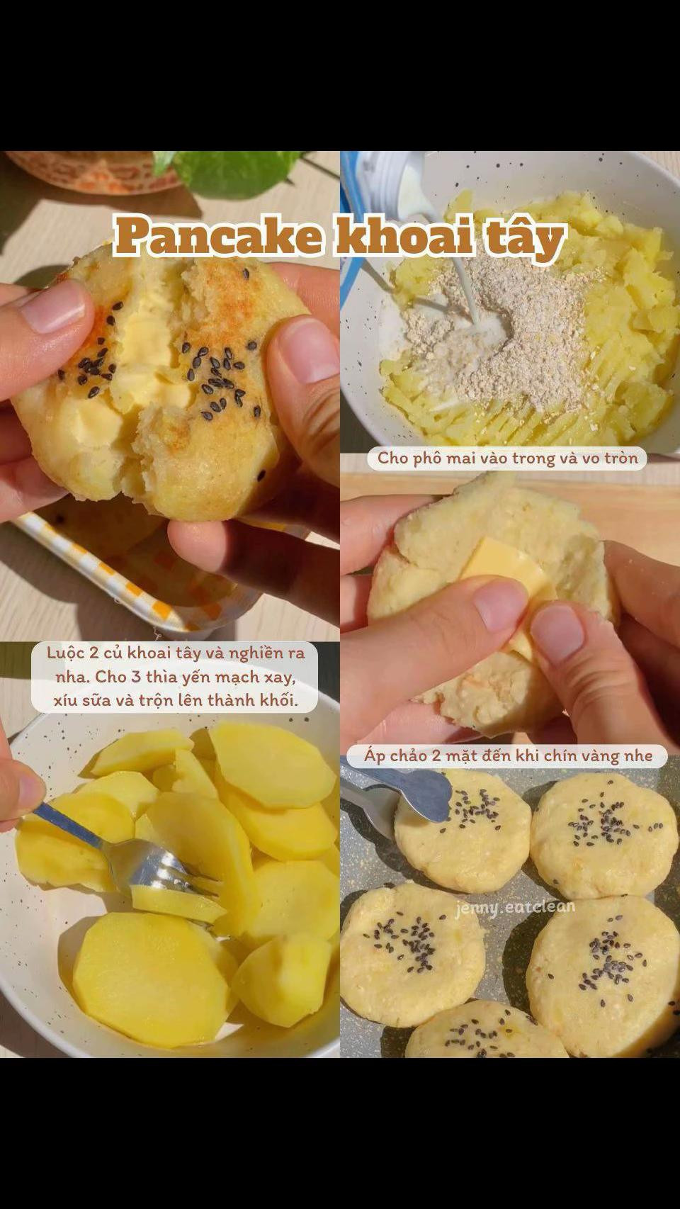 Pancake khoai tây phô mai chiên giòn, công thức làm bánh ăn sáng đơn giản và ngon