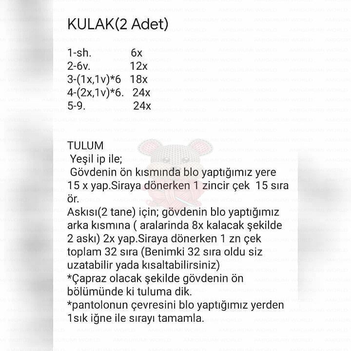 Pantolanlı Aslan Tarifi: Amigurumi Lion with Overalls Pattern