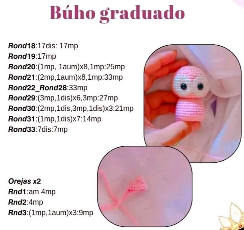 Pareja de búhos graduados: Patrón tejido a crochet