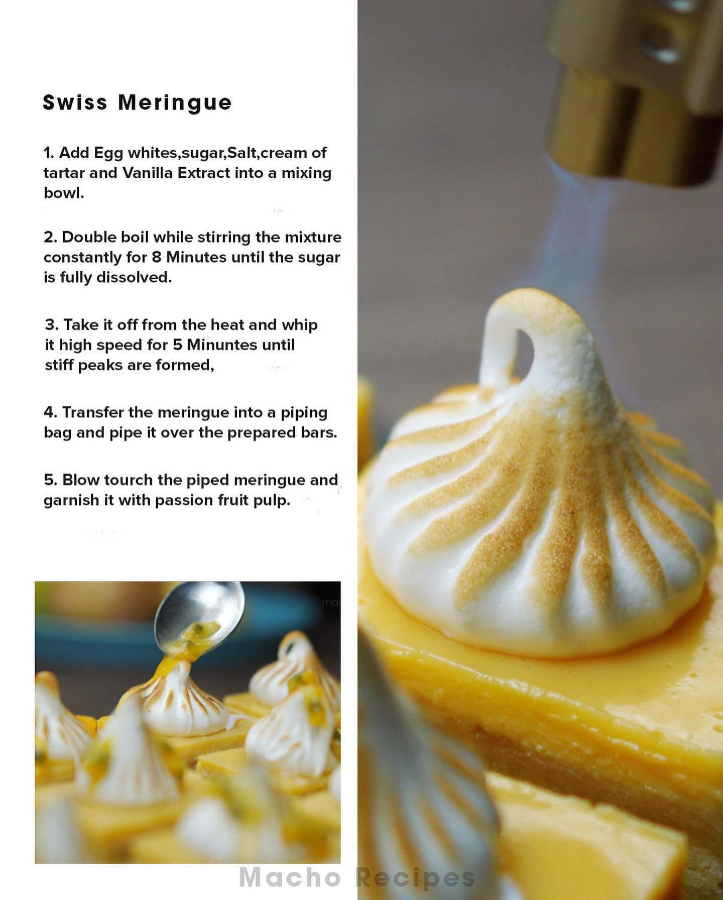 Passion Fruit Bars Recipe with Shortbread Crust and Swiss Meringue Topping
