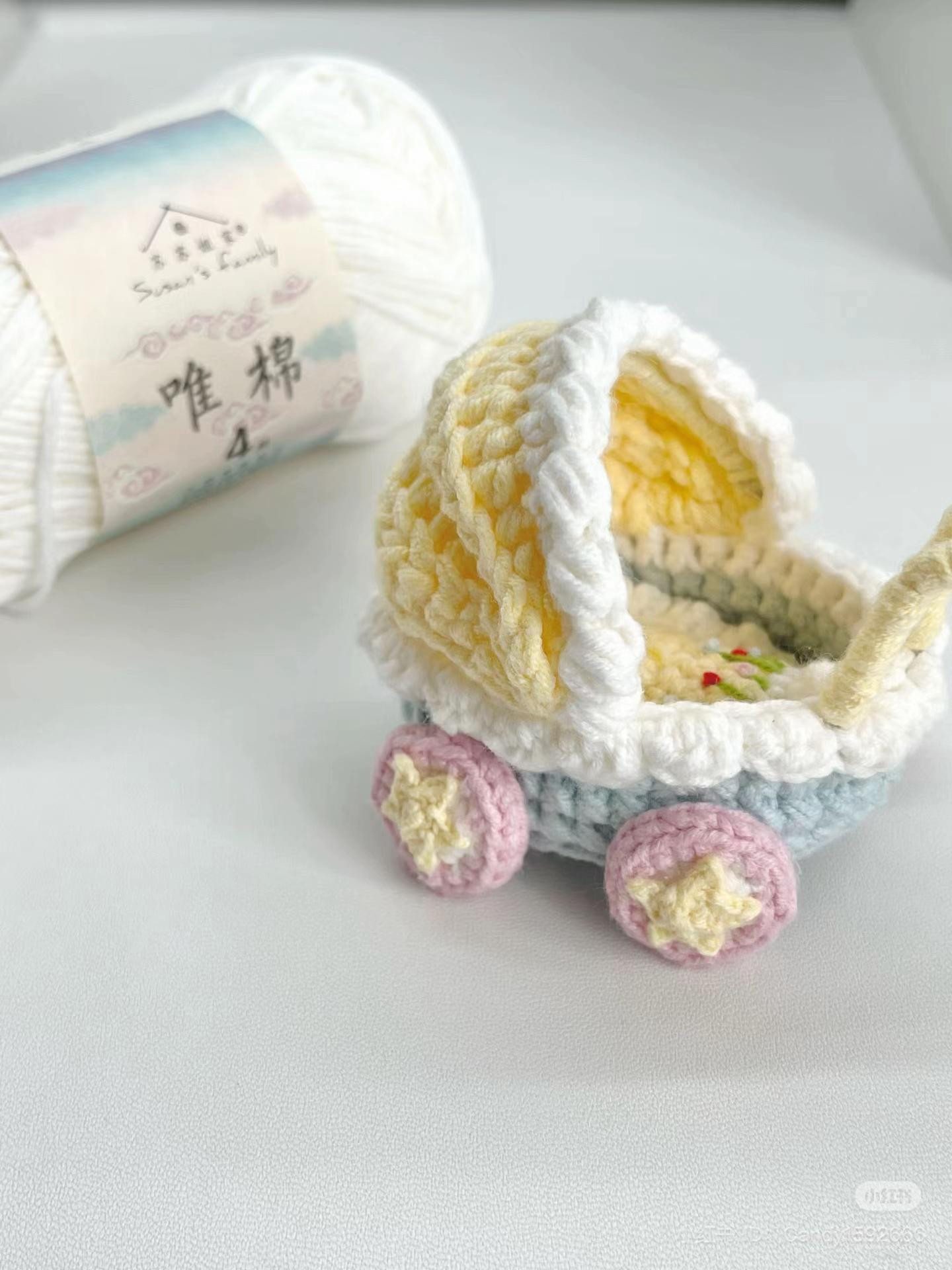 Pastel Crochet Baby Stroller Pattern with Detailed Chart