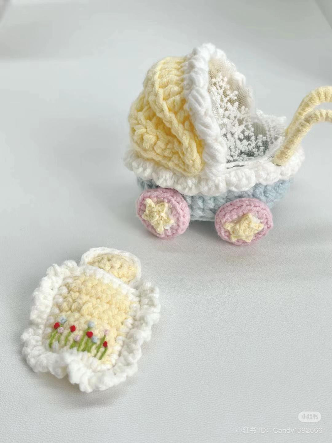 Pastel Crochet Baby Stroller Pattern with Detailed Chart