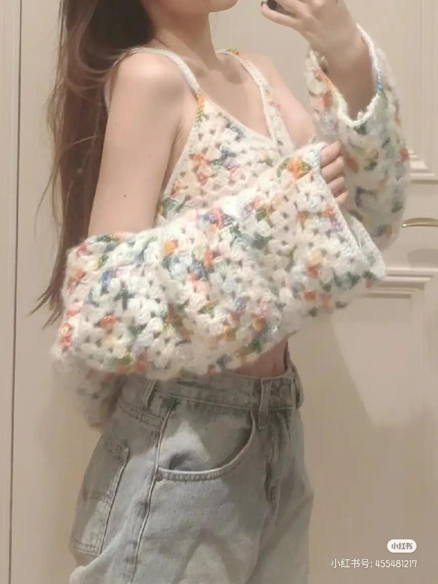 Pastel Floral Granny Square Crochet Cardigan Set Pattern with Assembly Instructions