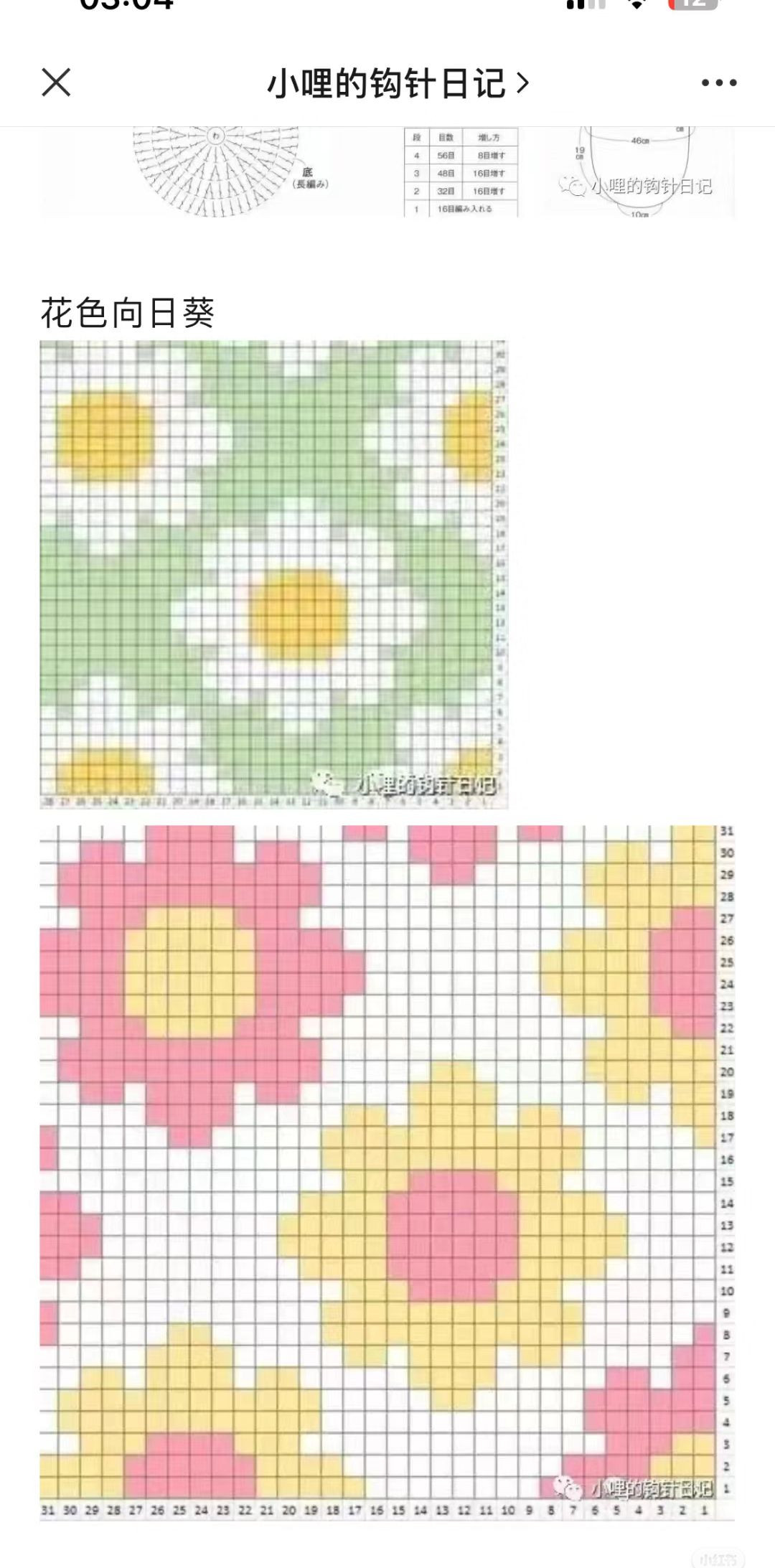 Pastel Flower Crochet Bag with Pearl Strap and Chart