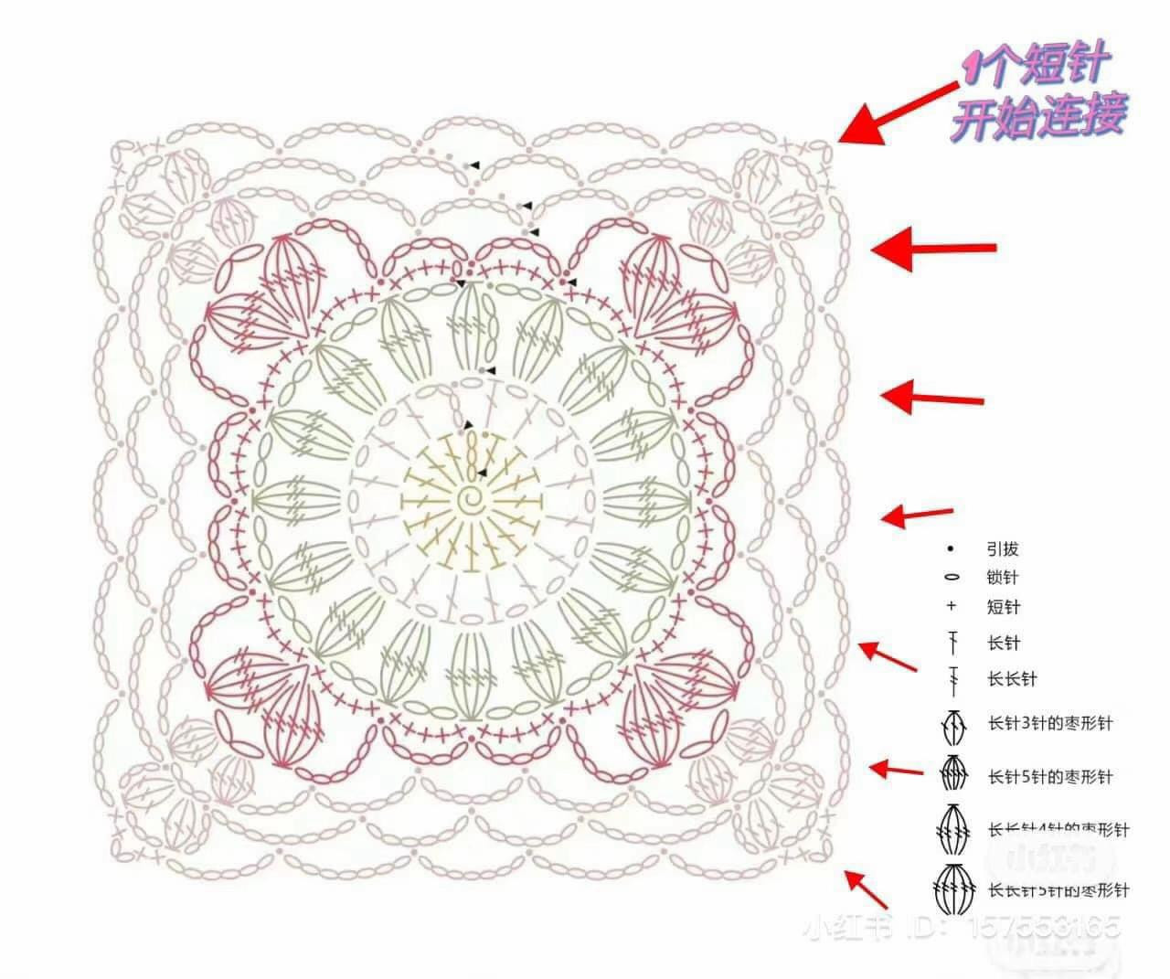 Pastel Flower Granny Square Crochet Bag Tutorial and Pattern Chart