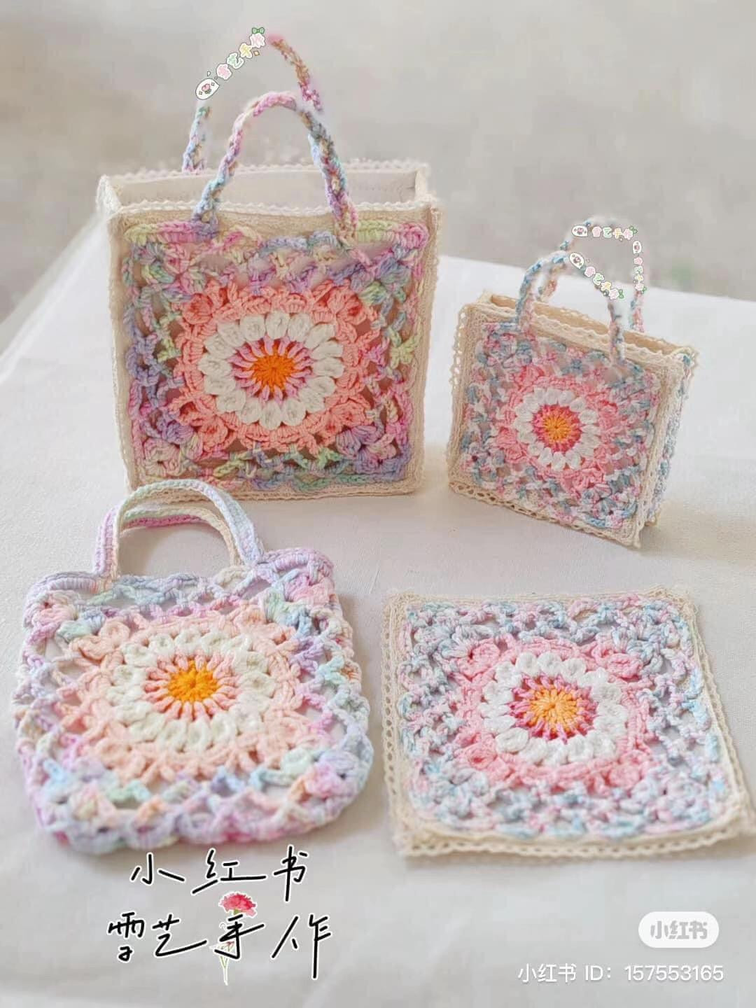 Pastel Flower Granny Square Crochet Bag Tutorial and Pattern Chart