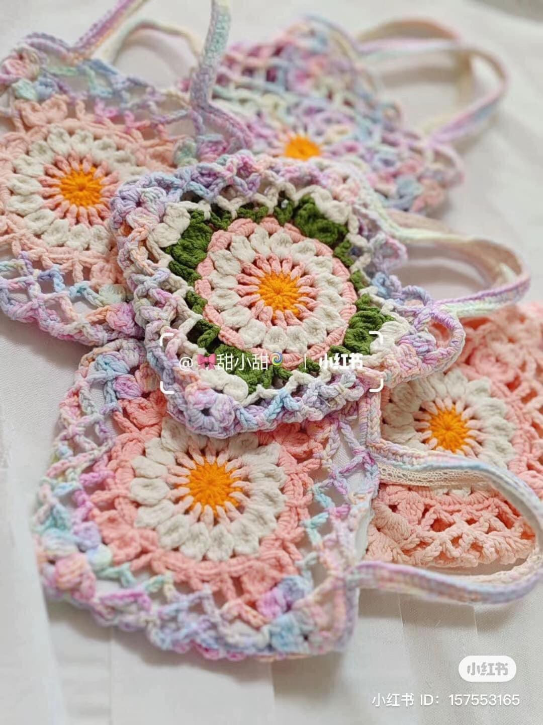 Pastel Flower Granny Square Crochet Bag Tutorial and Pattern Chart