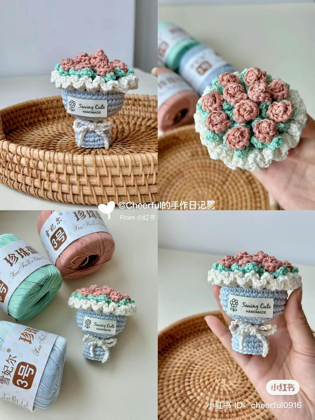 Pastel Mini Flower Bouquet Crochet Chart
