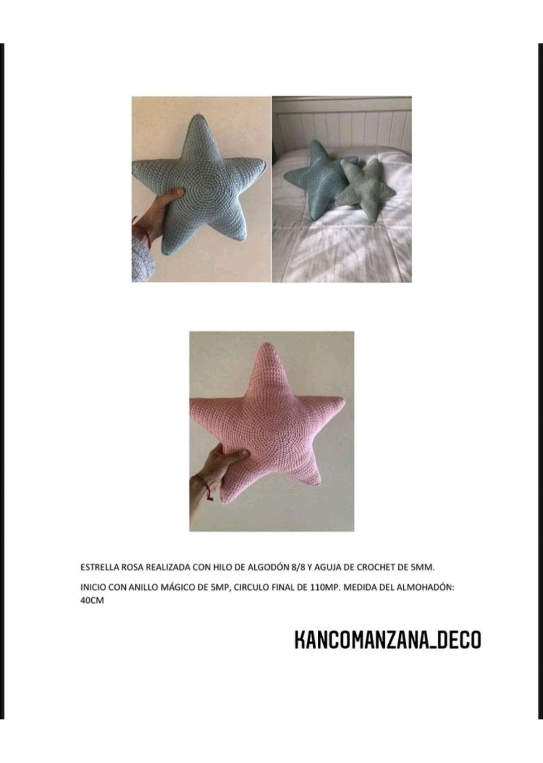 Patrón Almohadón Estrella Crochet