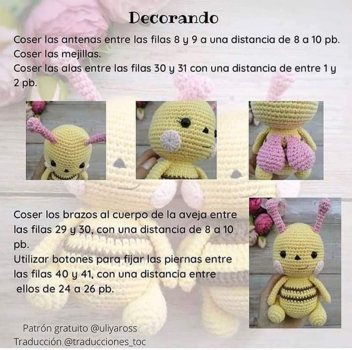 Patrón Amigurumi Abeja Bebés: Cabeza, Cuerpo y Alas