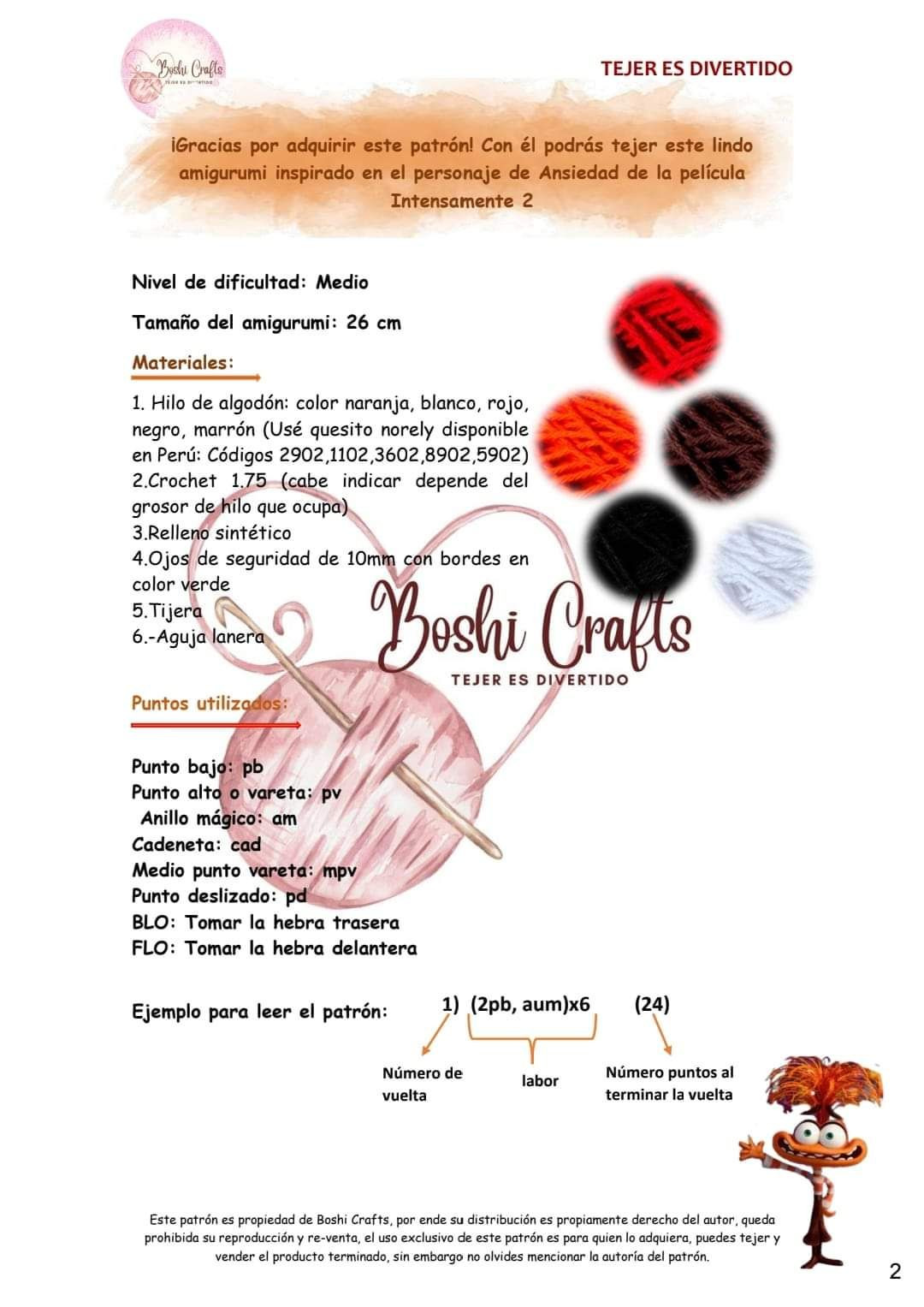 Patrón Amigurumi Ansiedad (Intensamente 2) - Boshi Crafts