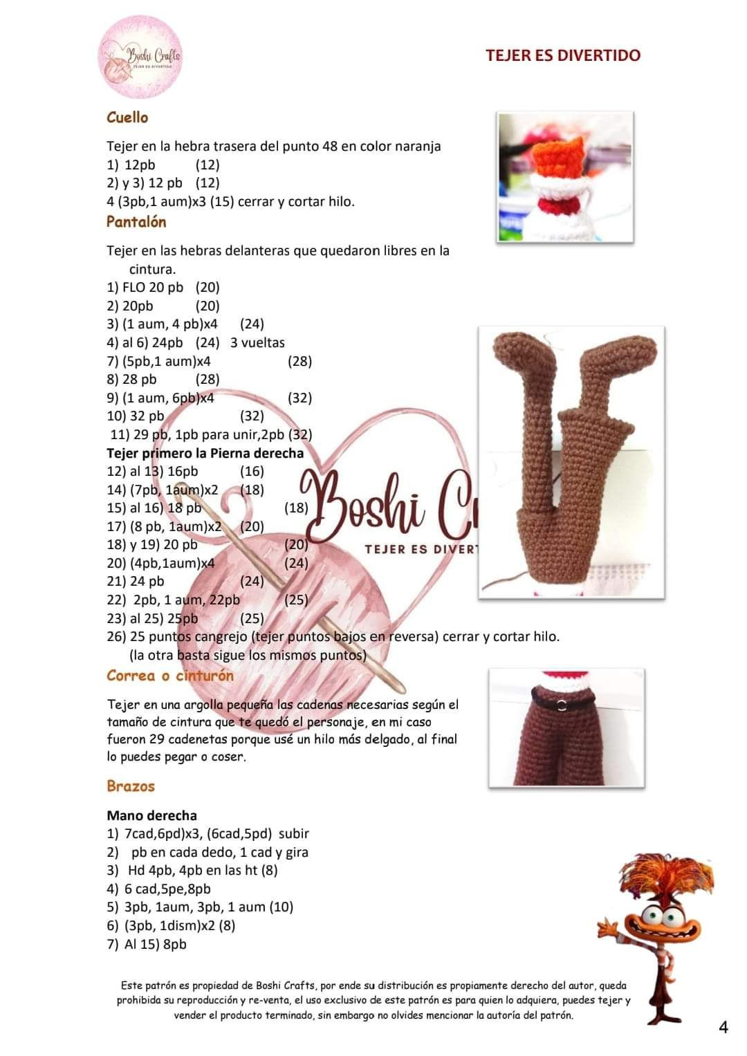 Patrón Amigurumi Ansiedad (Intensamente 2) - Boshi Crafts