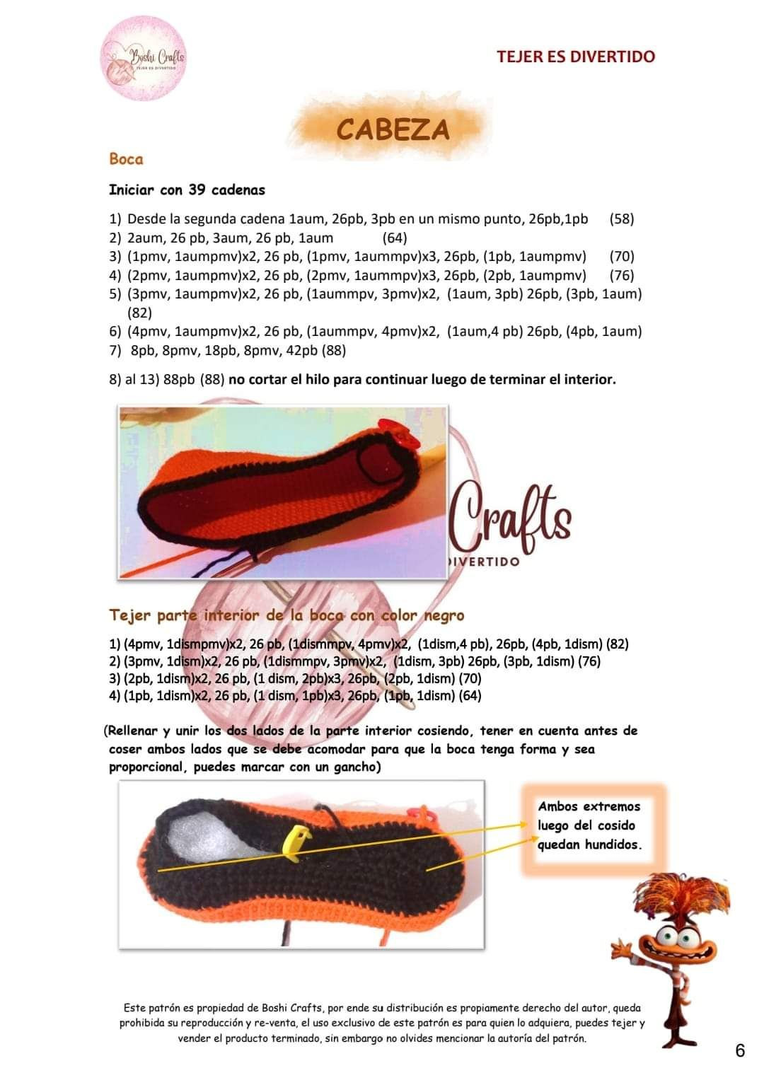 Patrón Amigurumi Ansiedad (Intensamente 2) - Boshi Crafts