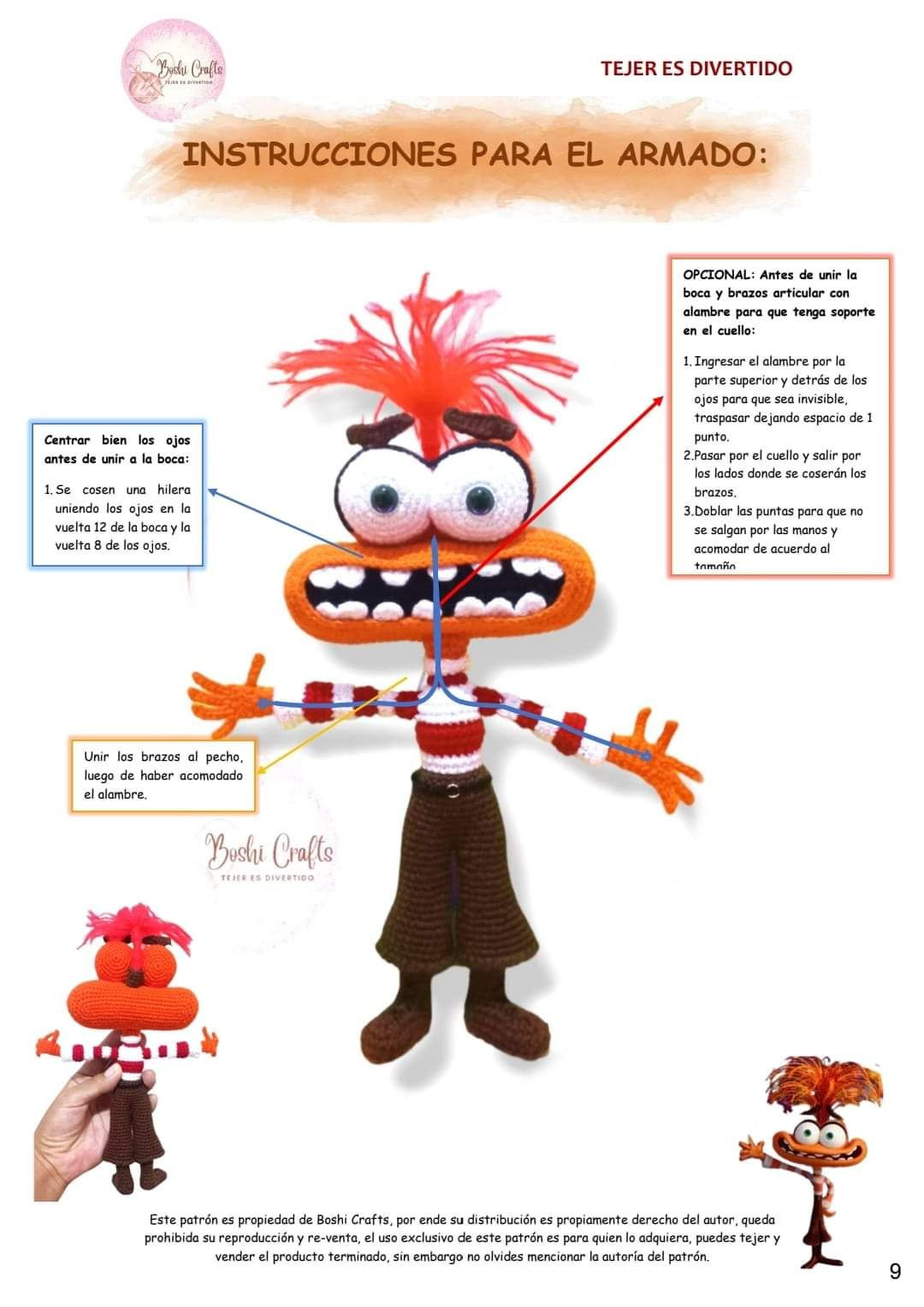 Patrón Amigurumi Ansiedad (Intensamente 2) - Boshi Crafts