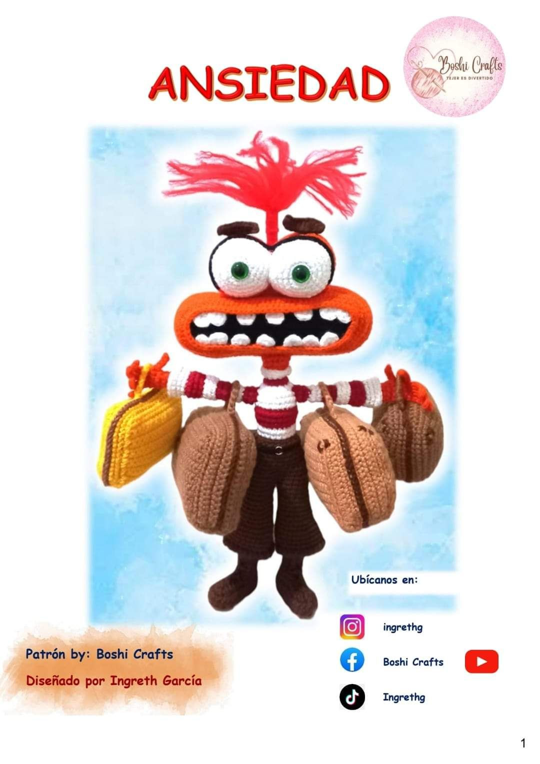 Patrón Amigurumi Ansiedad (Intensamente 2) - Boshi Crafts