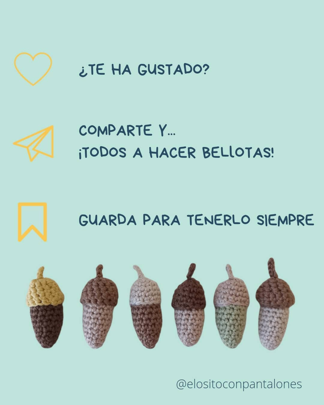 Patrón Amigurumi Bellota: Tutorial paso a paso para tejer bellotas de otoño con hilo de algodón en tonos tierra