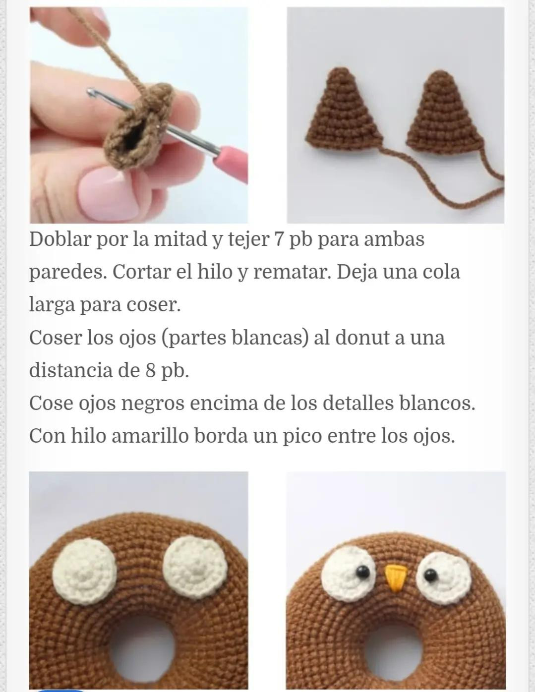 Patrón Amigurumi Búho Donut Gratis: Guía paso a paso con materiales y abreviaturas