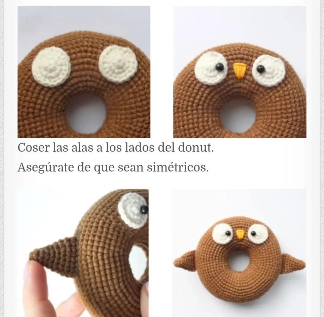 Patrón Amigurumi Búho Donut Gratis: Guía paso a paso con materiales y abreviaturas