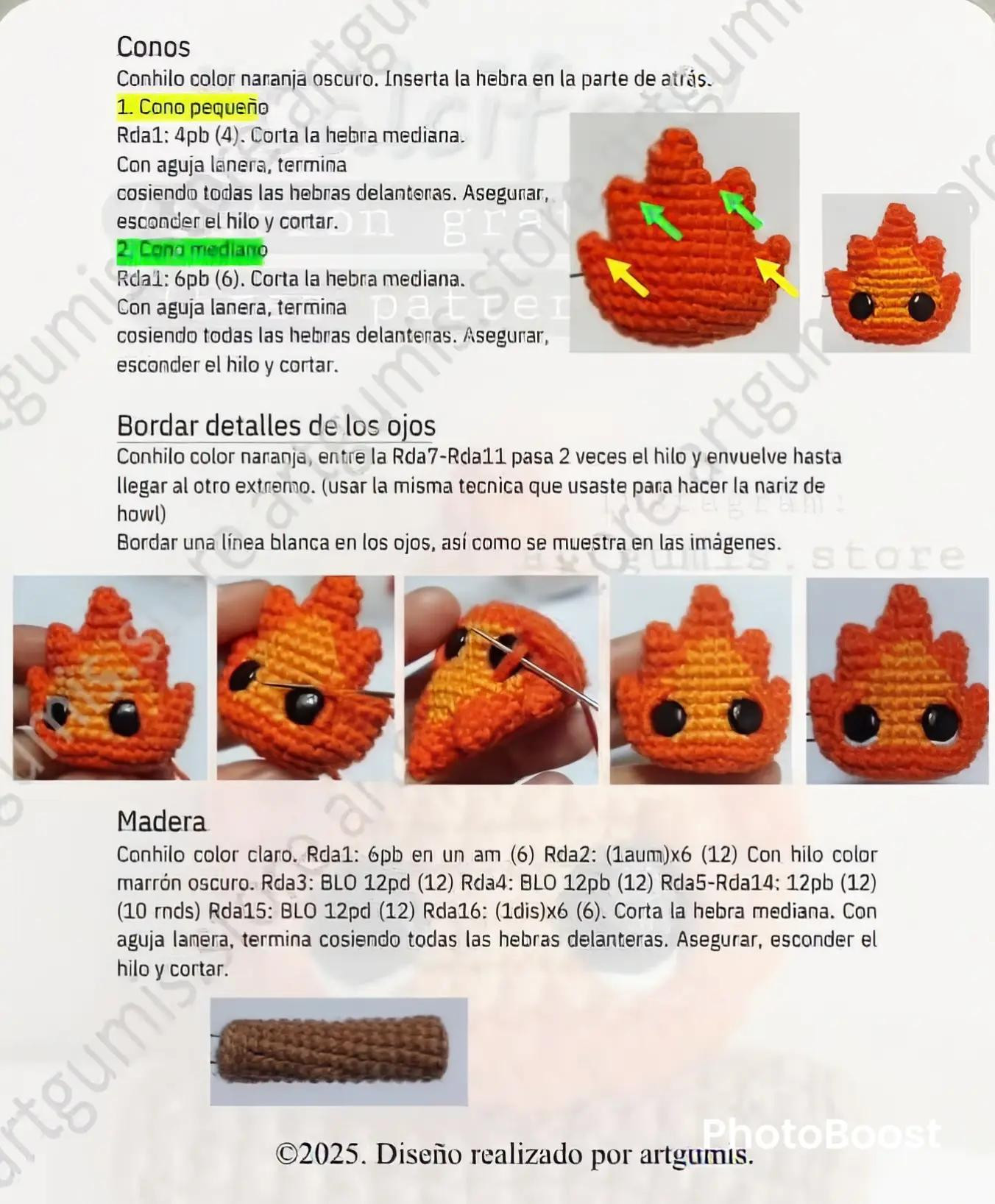 Patrón Amigurumi Calcifer: Llama Naranja de Howl