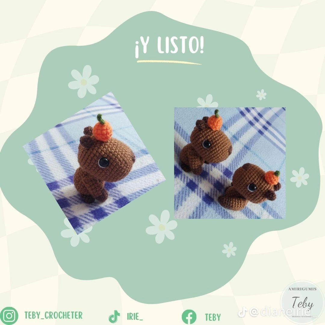 Patron Amigurumi Capibara con Naranja - Tutorial Paso a Paso