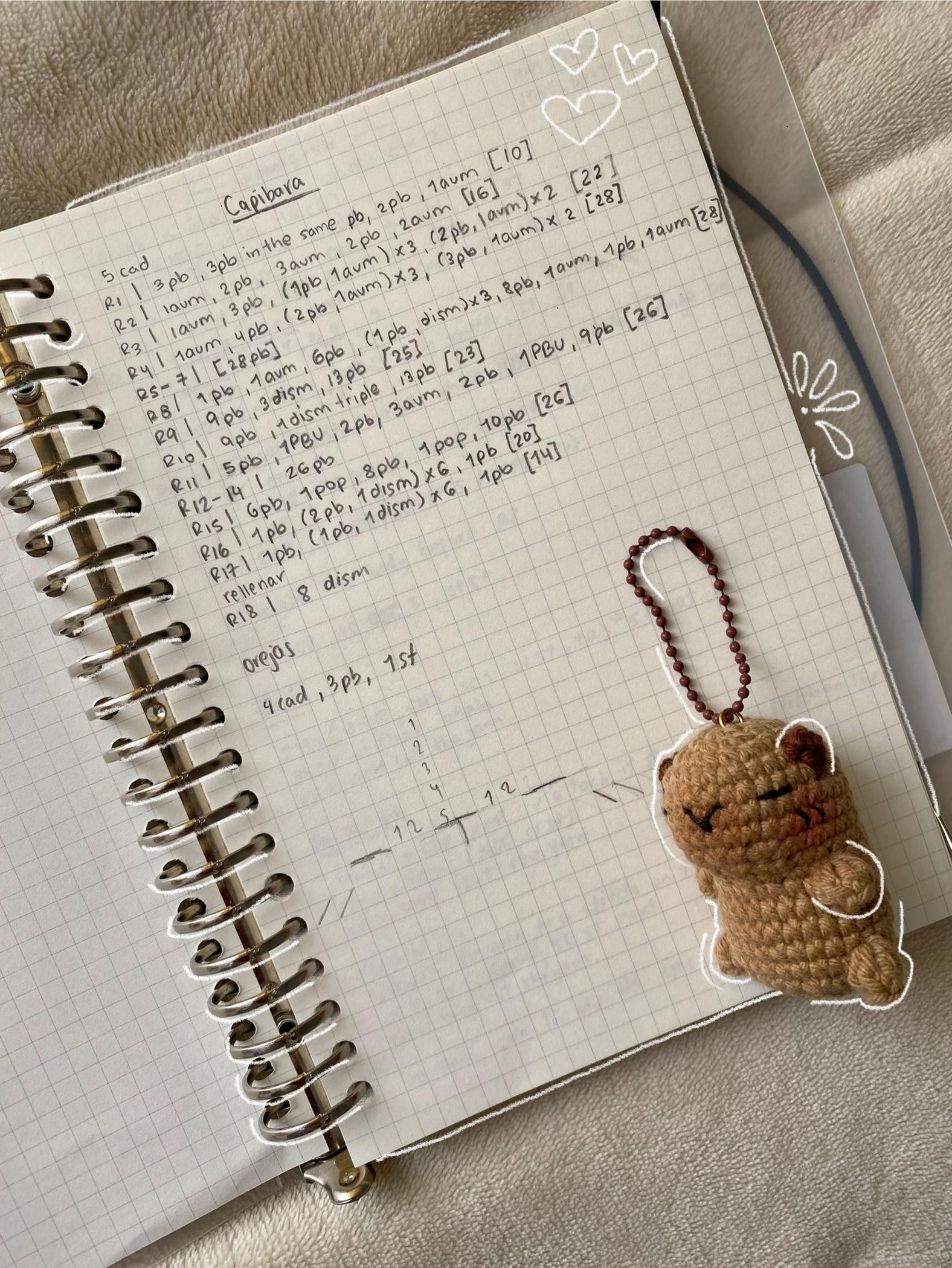Patrón Amigurumi Capybara: Guía de Muestra y Chart Manual