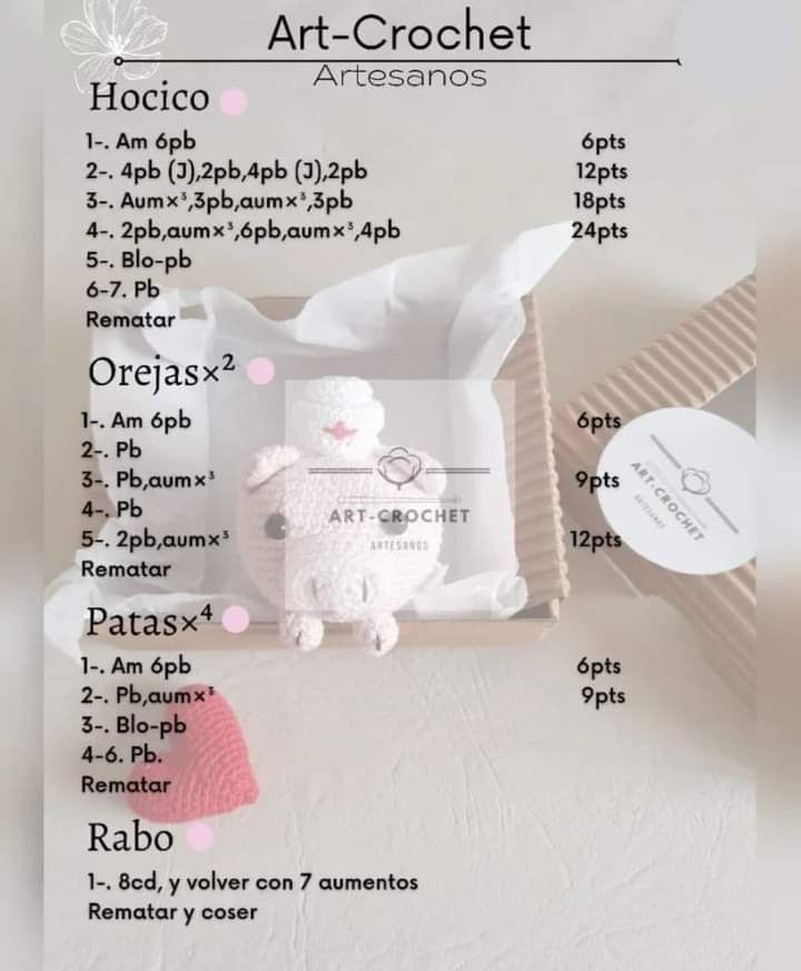 Patrón Amigurumi Cerdito Gratis